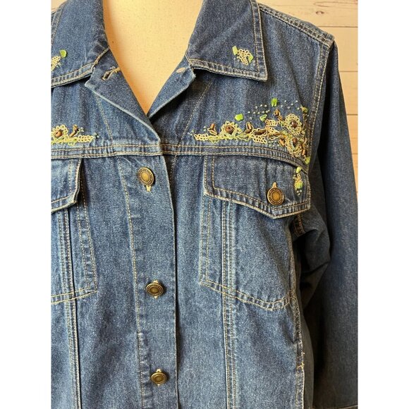 Denim & Co Jean Jacket Plus size 1X Trucker Coat Bling Cotton Y2K 90s - Picture 8 of 9